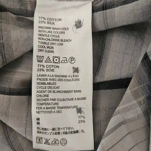 Tommy Bahama Gray Plaid Silk Cotton Blend Long Sleeve Button Up Shirt Men's XL - Picture 14 of 14
